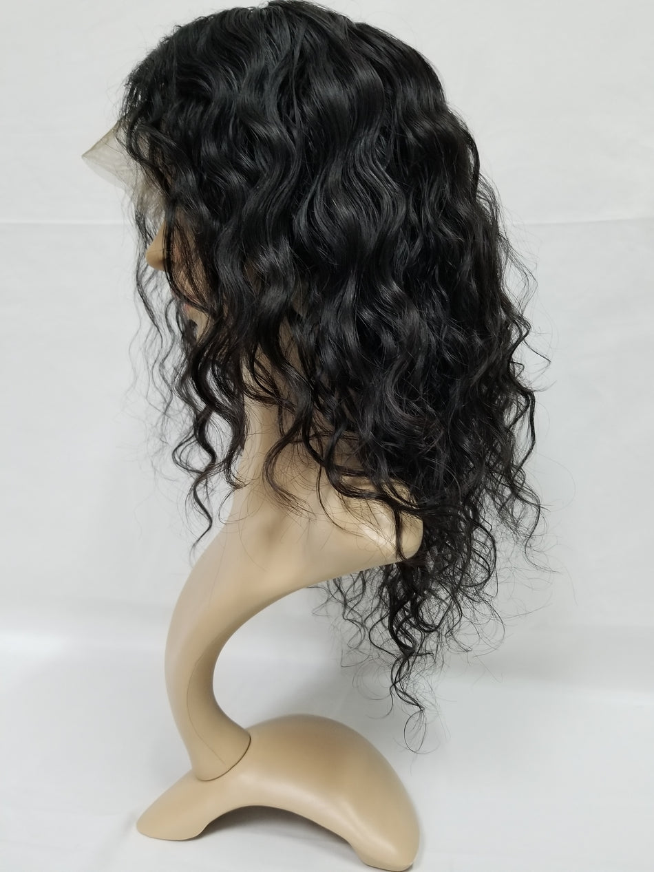 18 RAW Virgin Natural Curly Full Lace Wig 01B