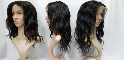 Full Lace Wigs - Remy Pure Natural Wavy Natural Black 01B