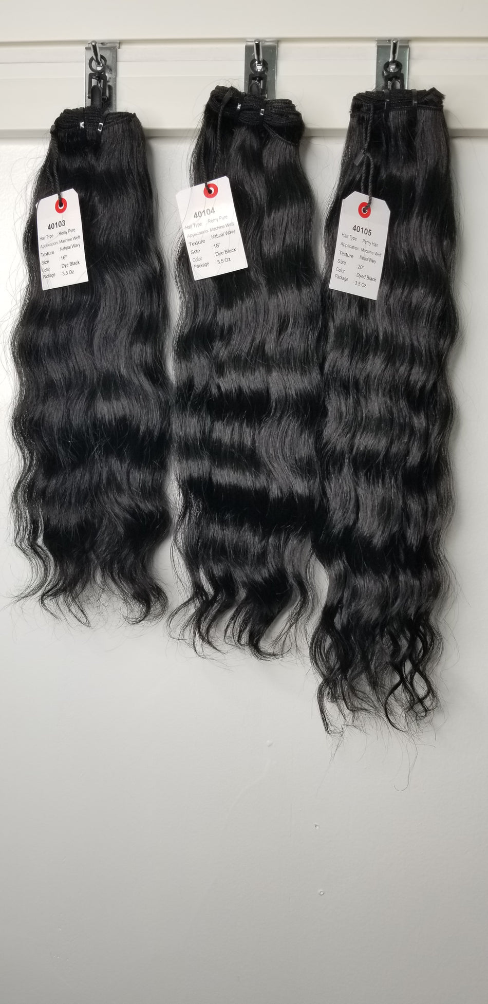 3 Bundle Deal: Jet Black/DYED - 16+18+20 Remy Pure Natural Wave Hair color 001 DYED Black