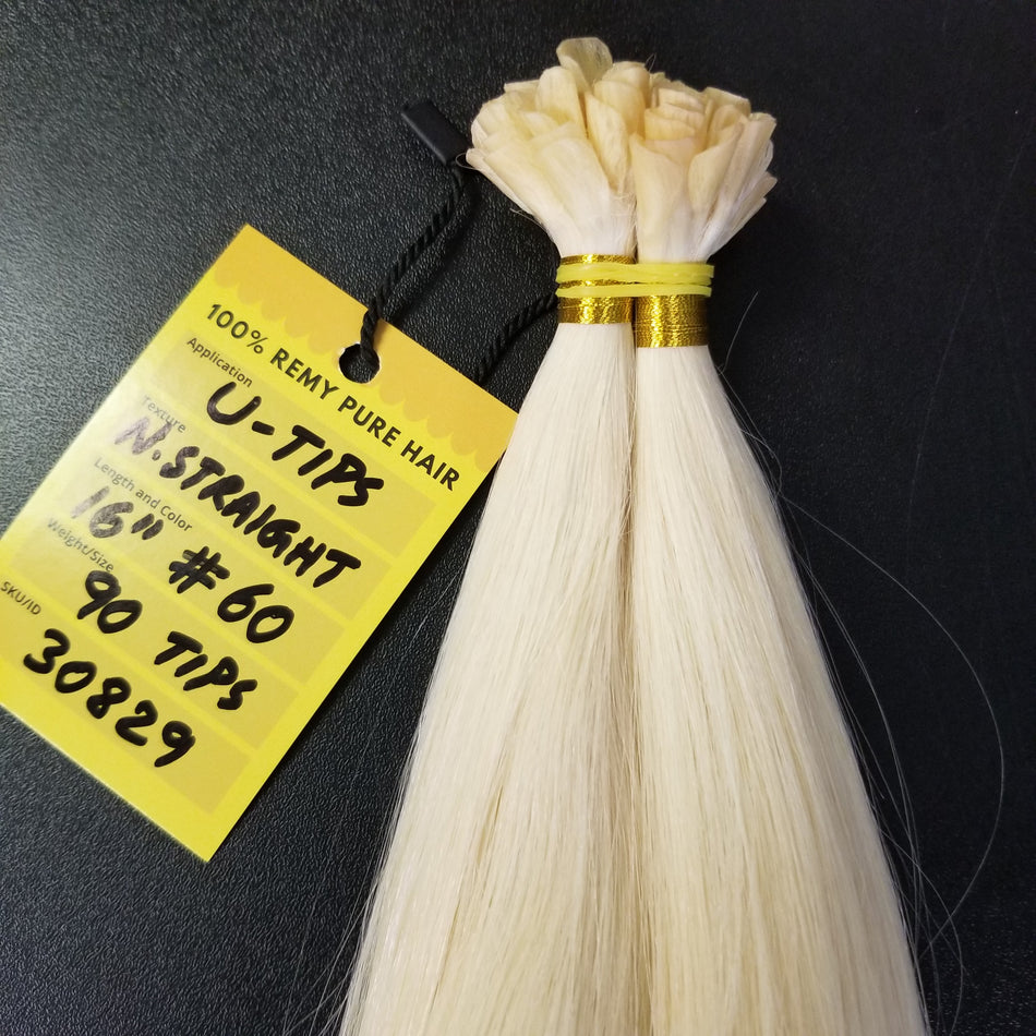 16 Inch U Tip Keratin Hair Extensions - White Blonde 060 - Total 90 strands