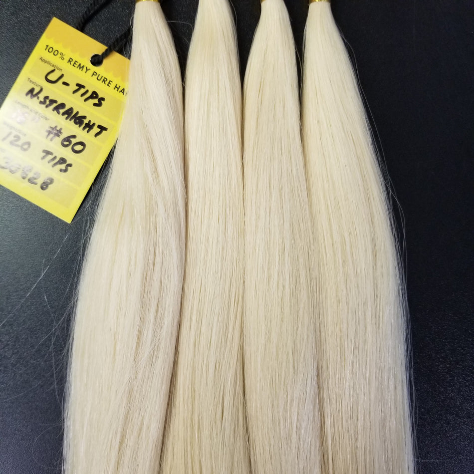 16 Inch U Tip Keratin Hair Extensions - White Blonde 060 - Total 120 strands
