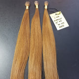 16 Inch Micro Ring/I-Tip Keratin Hair Extensions - 008 Light Chestnut Brown - Total 90 strands