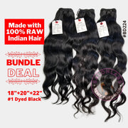3 Bundle Deal 18+20+22 Remy Pure Natural Wave Hair color 001 DYED Black