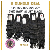 5 Bundle Package - 14+16+18+20+22 - DYED Jet Black - Deal - DY212